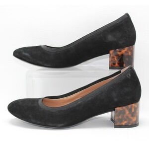 Vionic Natalie Black Suede Tortoise Block Heel Pumps Womens 8.5 VN13494